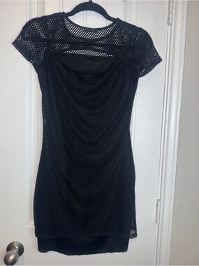 Black Mesh Overlay grunge mini Dress gothic punk biker style